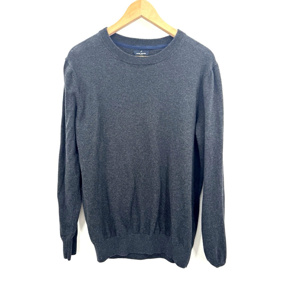 Daniel Hechter Crew Neck Sweater Medium Gray Cotton Cashmere Pullover Preppy